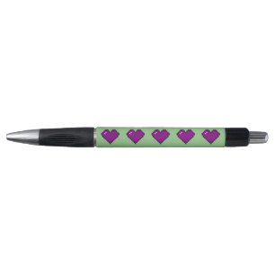 Stylo Motif de coeur violet Pixel