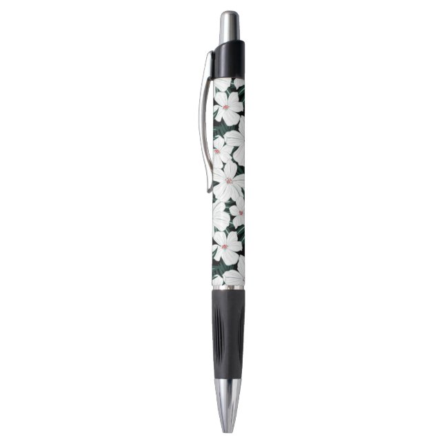 Stylo Motif de fleurs tropical blanc (Haut (Vertical))
