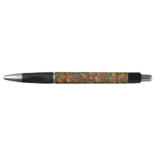 Stylo Motif de jardin botanique antique vibrant
