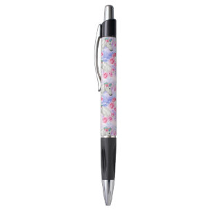 Stylo Motif de licornes et de roses