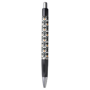 Stylo Motif de manchot moderne noir et blanc
