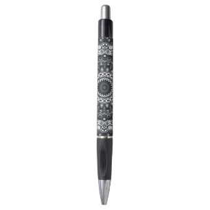 Stylo Motif de mandala monochrome noir et blanc