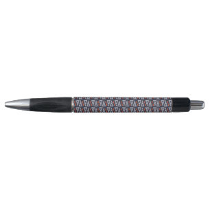 Stylo Motif de triangles géométriques bleu foncé et roug