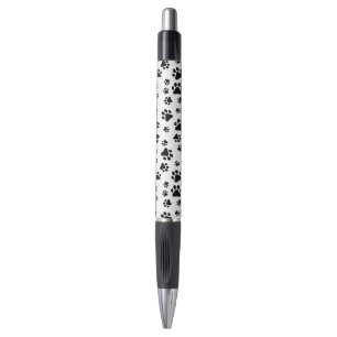Stylo Motif des pattes, pattes de chien, noir et blanc