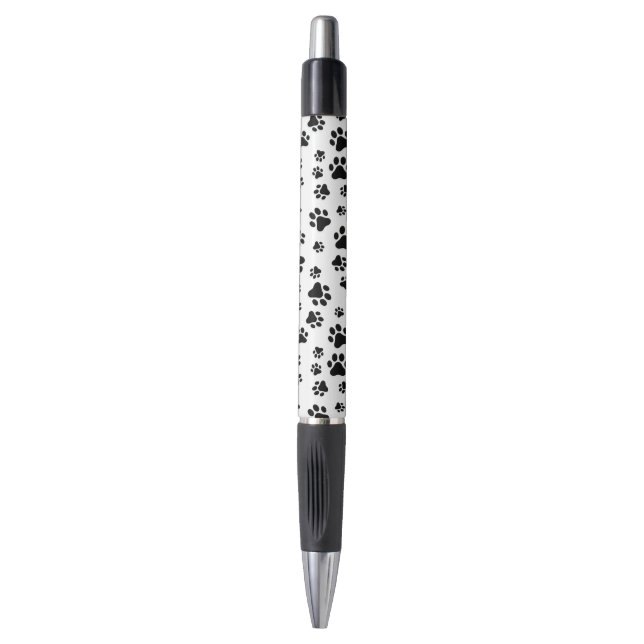 Stylo Motif des pattes, pattes de chien, noir et blanc (Devant (Vertical))