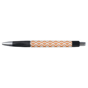 Stylo Motif diamant orange et blanc