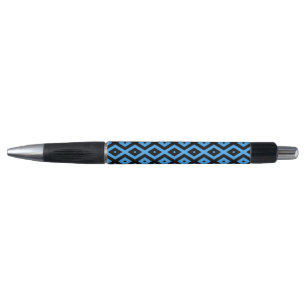 Stylo Motif en diamant bleu ciel et noir