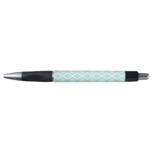 Stylo Motif en diamant Turquoise et blanc