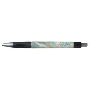 Stylo Motif en marbre rose bleu or rose