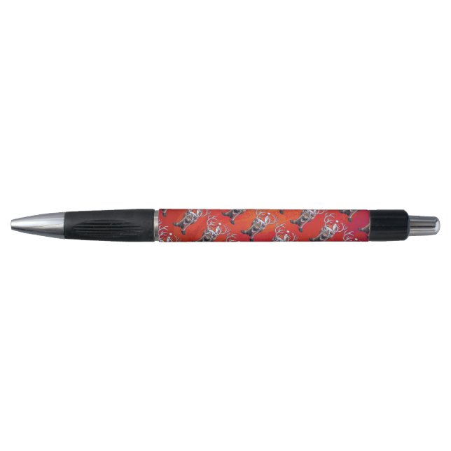 Stylo Motif Festif Reindeer Sur Rouge (Devant)