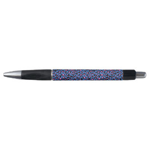 Stylo Motif léopard en framboise sur bleu électrique