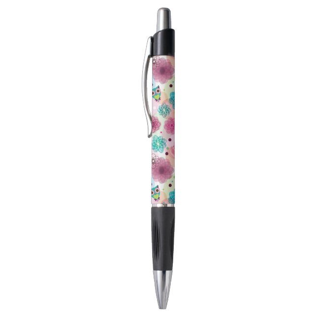 Stylo Motif mignon d'arrière - plan de hibou de fleur (Haut (Vertical))