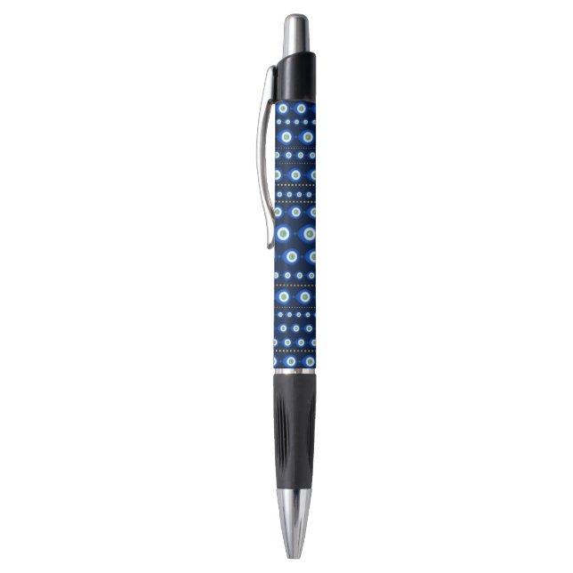 Stylo motif oculaire - bleu foncé avec des accents dorés (Haut (Vertical))