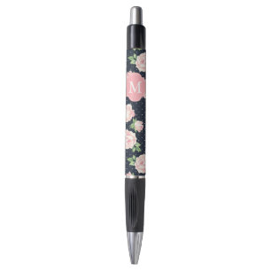 Stylo Motif Rose rose et bleu Vintage Monogramme