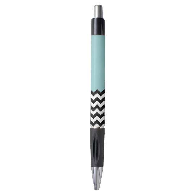 Stylo Motif Zigzag noir et blanc, Chevron, Bleu (Devant (Vertical))
