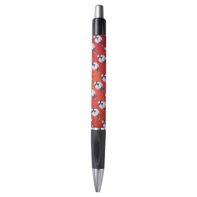 Stylo Noël de moutons sur le rouge (Devant (Vertical))