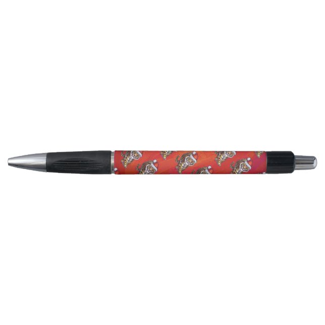 Stylo Noël du tigre en rouge (Devant)