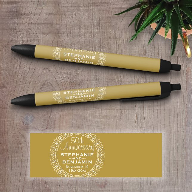 Stylo Noir 50e anniversaire du Mariage Personnalisé (Personalized writing pens)