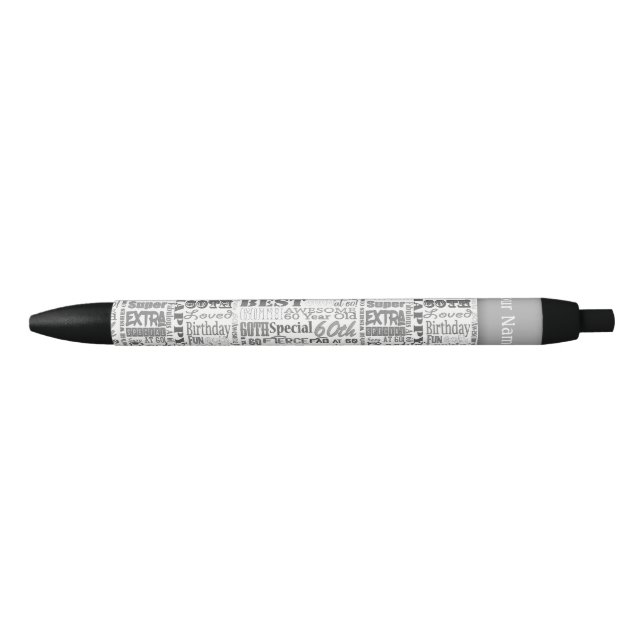 Stylo Noir 60e anniversaire unique cadeaux personnalisés (Devant)