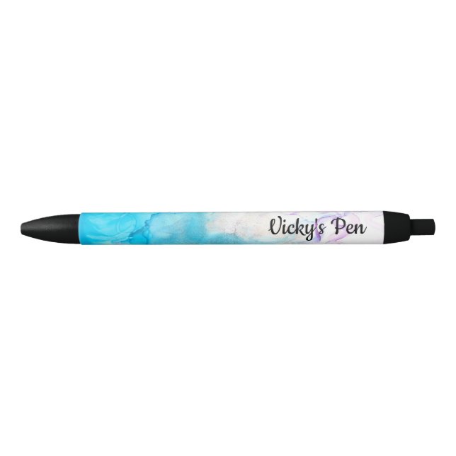 Stylo Noir Abstrait pastel bleu vert eau de mer bl (Devant)