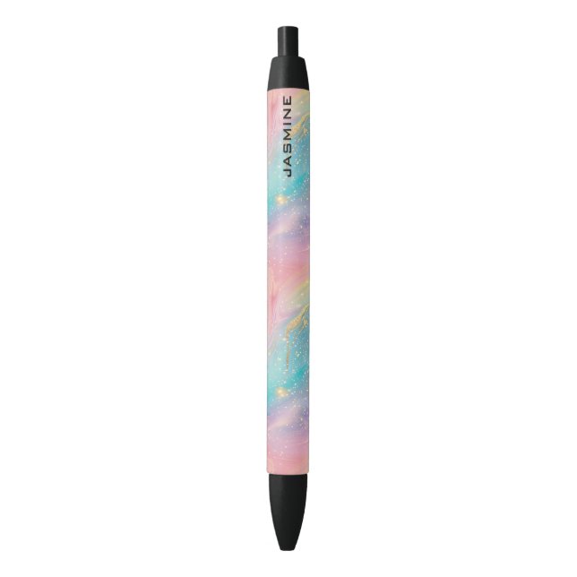 Stylo Noir Abstrait Pastel Parties scintillant Motif sans cou (devant Vertical)