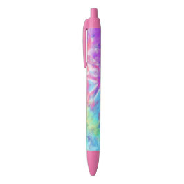 Stylo Noir Abstrait Pastel Rainbow Blue Purple Batik Tie Dye