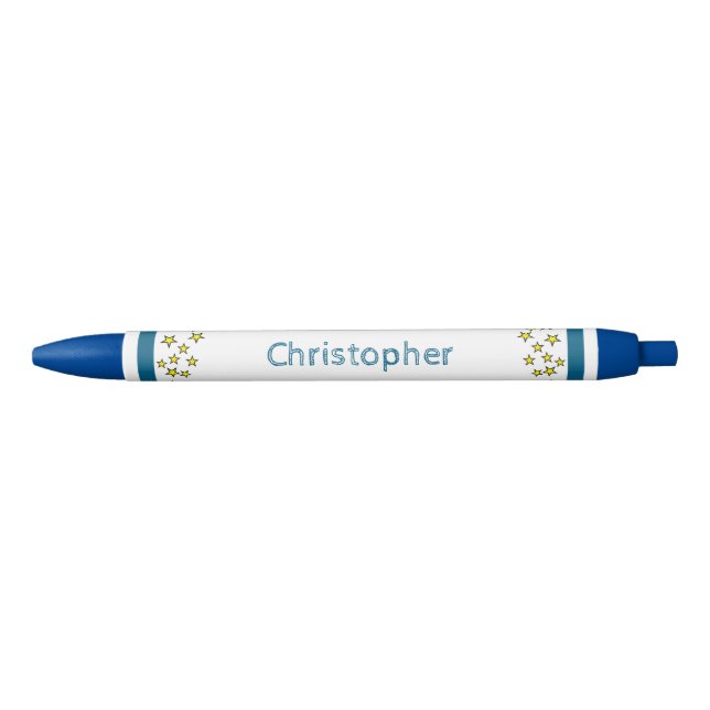 Stylo Noir Add custom name stars yellow blue (Devant)