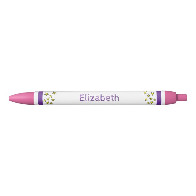 Stylo Noir Add custom name stars yellow purple (Devant)
