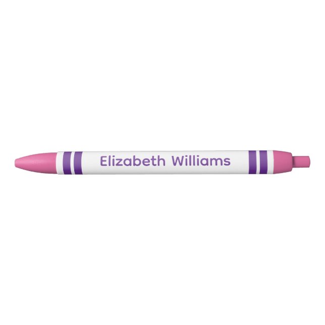 Stylo Noir Add custom name stripes pink purple (Devant)