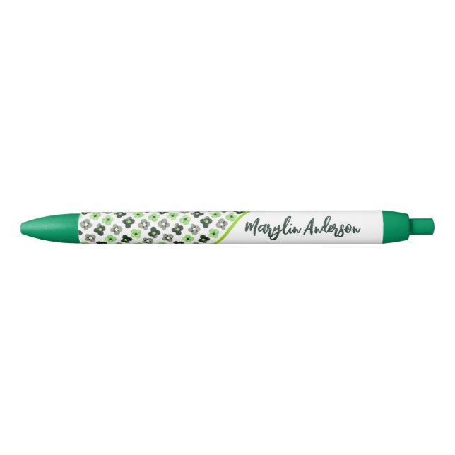 STYLO NOIR AGENDER FLORAL PATTERN LGBTQ MONOGRAMME PERSONNALI (Devant)