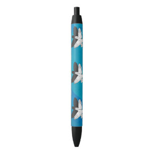 Stylo Noir Aigle ombragé sur bleu
