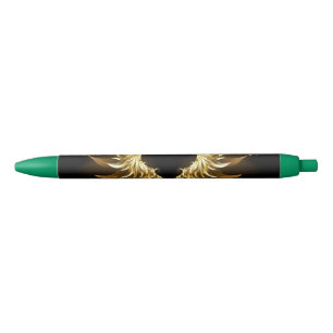 Stylo Noir Ailes d'Ange d'or sur arrière - plan noir