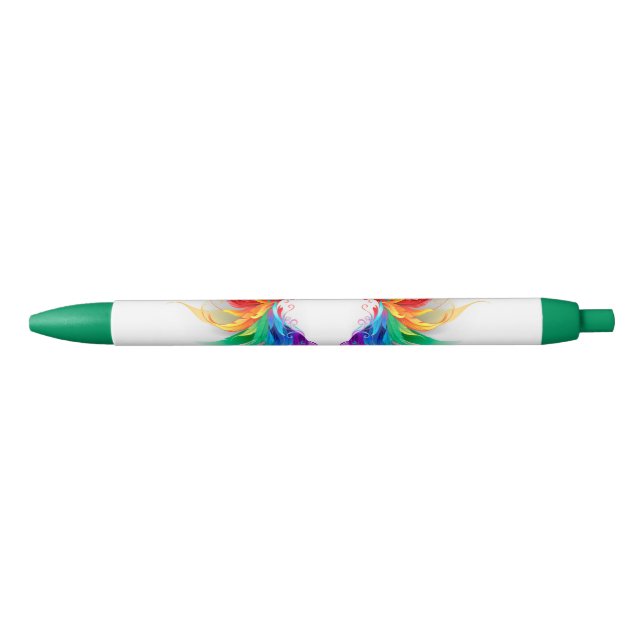Stylo Noir Ailes fluffy arc-en-ciel (Devant)