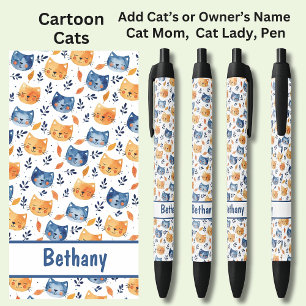 Stylo Noir Ajouter le nom du propriétaire ou du chat, Chats d