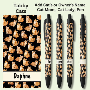 Stylo Noir Ajouter le nom du propriétaire ou du chat, Tabby C