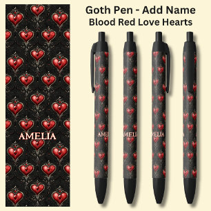 Stylo Noir Ajouter Nom, Goth Sang Gothique Rouge Valentines C