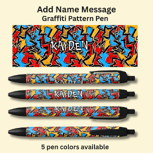 Stylo Noir Ajouter un message de nom, sur le Motif Graffiti