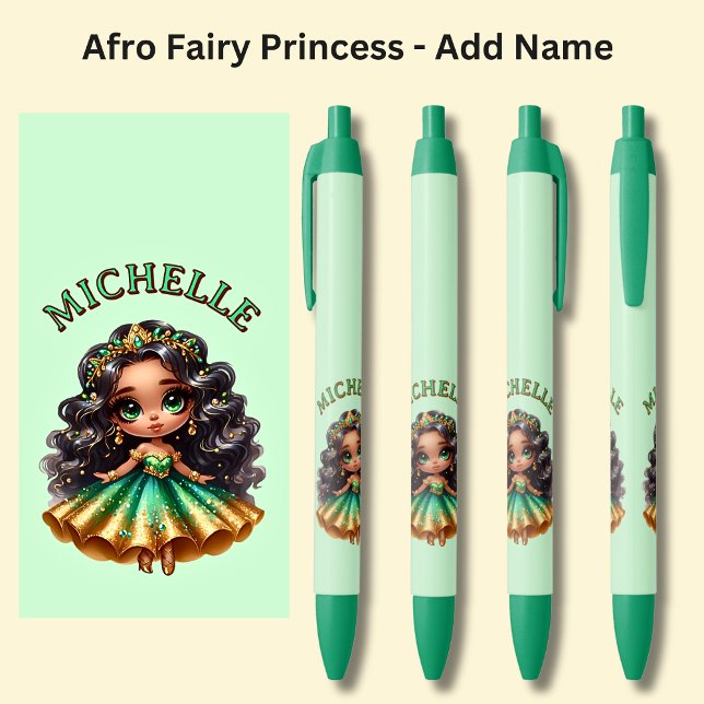 Stylo Noir Ajouter un nom, Afro Fairy Princess avec des bijou (Créateur téléchargé)