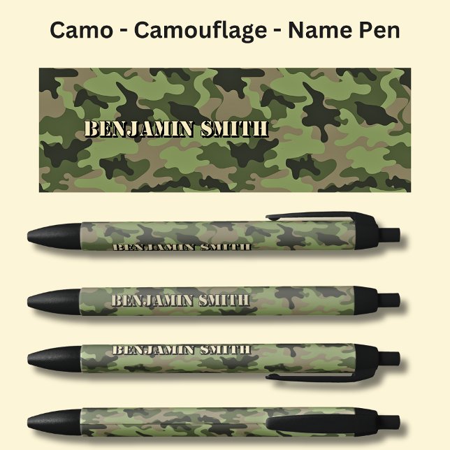 Stylo Noir Ajouter un nom, Camo Brown Olive Green (Créateur téléchargé)