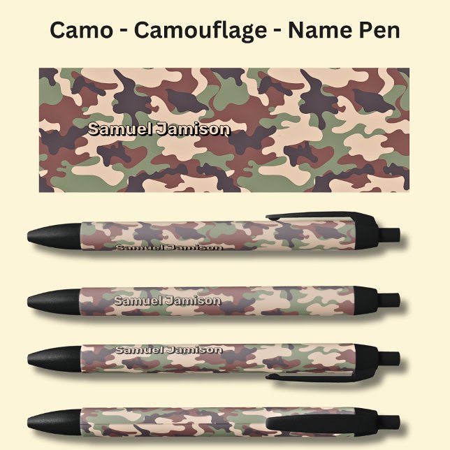 Stylo Noir Ajouter un nom, Camo Desert Sable Brown (Créateur téléchargé)