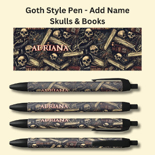 Stylo Noir Ajouter un nom, Goth Gothic Livres & Skuls sur sty