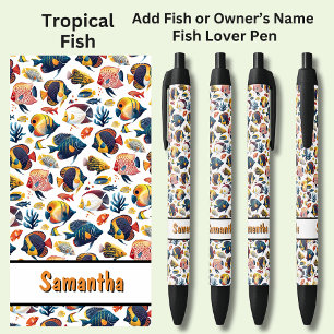 Stylo Noir Ajouter un nom, nager poisson tropical