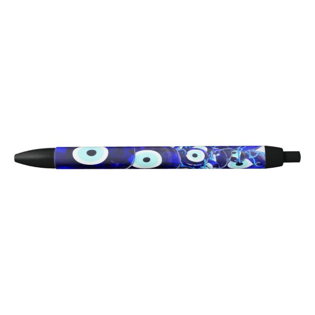 Stylo Noir Amulettes des yeux bleus (Devant)