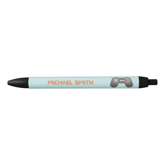 Stylo Noir Amusant Bleu clair jeu vidéo thème (Devant)