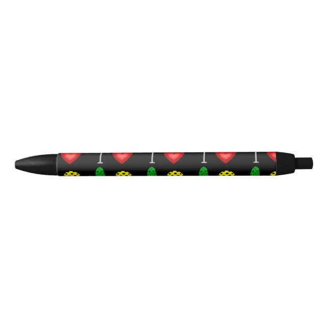 Stylo Noir Amusant J'aime Pickleball Sports Art Graphique (Devant)