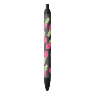 Stylo Noir Ananas tropicaux de fraise d'été
