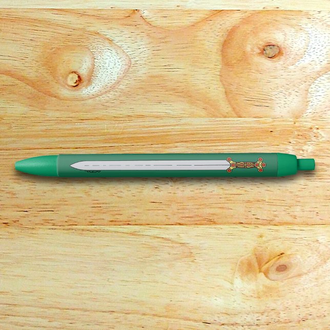 Stylo Noir Ancienne épée celtique (Ancient Celtic Sword Pen on Desk)