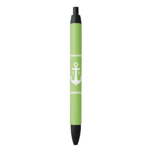 Stylo Noir Ancre verte à la chaux Monogrammé