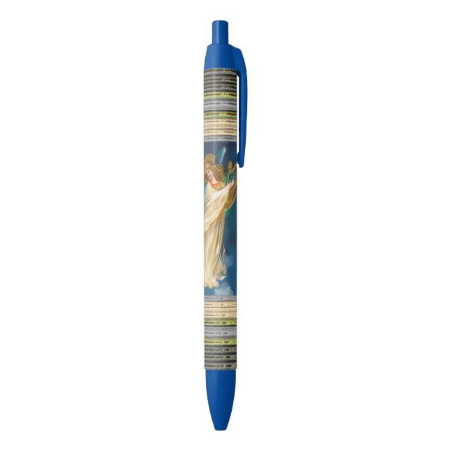 Stylo Noir Angel Jouant De La Musique Sur Une Harpe (Bas (Vertical))