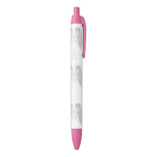 Stylo Noir ANGEL WINGS Blanc Personnalisé Monogramme
